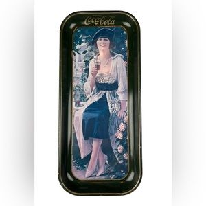 70s VINTAGE Tray Serving Drink Coca Cola Girl Coke Tin Wall Decor Calendar Girl